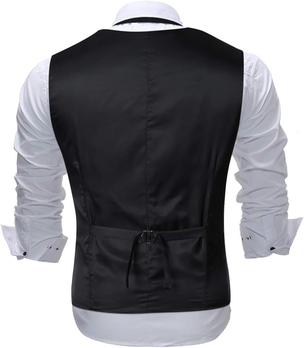 Allthemen Weste Herren Westen Gilet Jacquard Anzugweste für Hochzeit und Party XS Silber, S