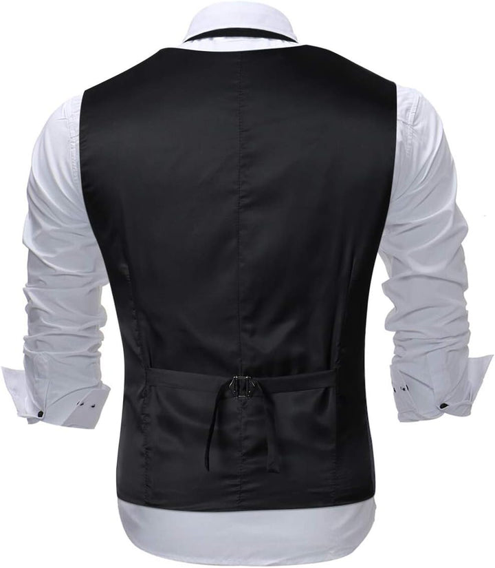Allthemen Weste Herren Westen Gilet Jacquard Anzugweste für Hochzeit und Party M Silber, M Silber