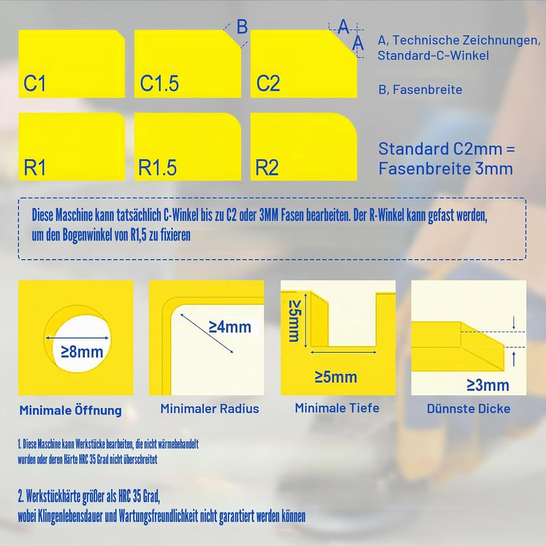 Mini-Pneumatik-Anfasmaschine, handgeführte Anfasmaschine, pneumatisches Anfaswerkzeug 45 Grad zum Be