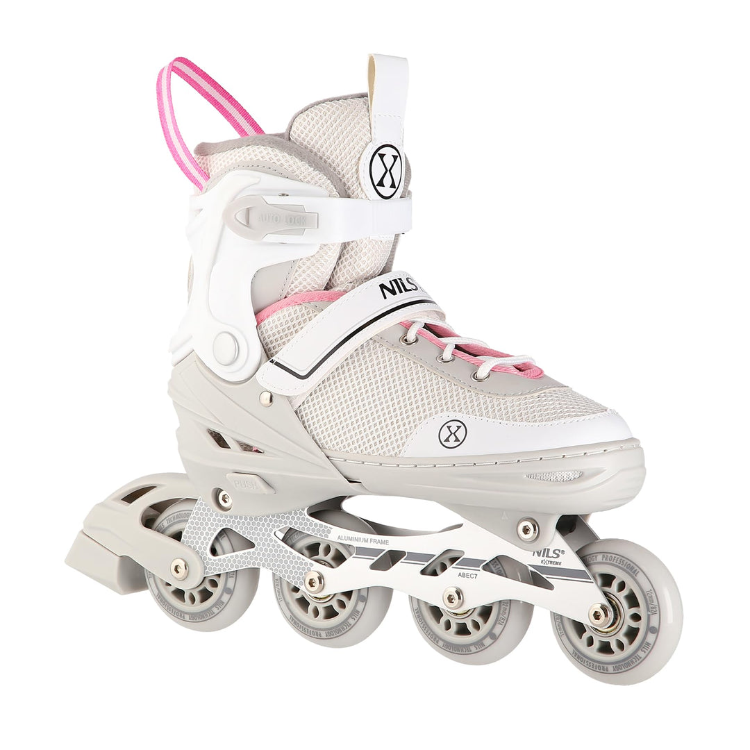 NILS EXTREME NH18188A 2-in-1 Inliner &amp; Schlittschuhe Grau-Rosa Grösse M (34–38) | Austauschbare Hock