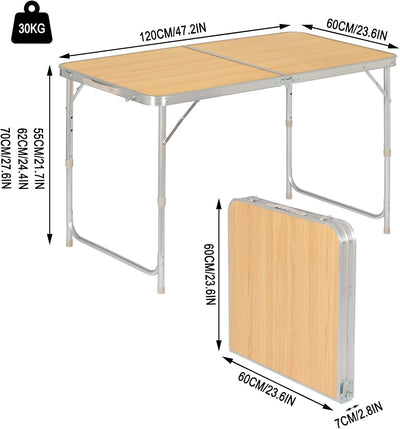 WOLTU Campingtisch Klapptisch Gartentisch Arbeitstisch Balkontisch höhenverstellbar Aluminium MDF He