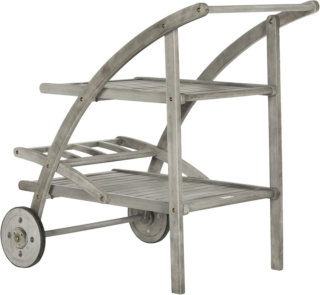 SAFAVIEH Outdoor Tea Trolley - 2 Tier, in Grey Wash and Beige Grau, Grau