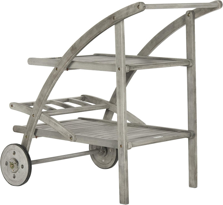 SAFAVIEH Outdoor Tea Trolley - 2 Tier, in Grey Wash and Beige Grau, Grau