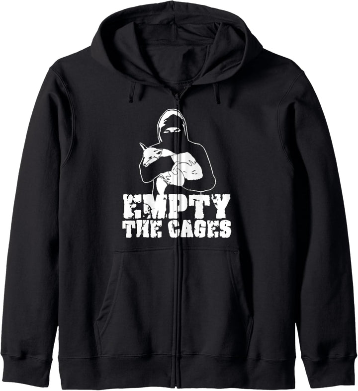 Empty The Cages T-Shirt ALF Animal Liberation Front Vegan Kapuzenjacke