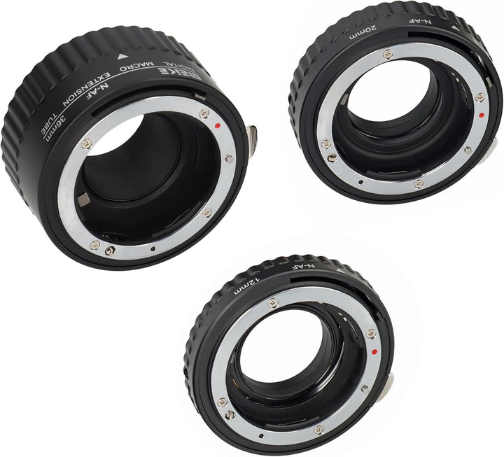 Khalia-Foto AF Autofokus Zwischenringe für Nikon SLR Kameras, Automatik-Zwischenringe (Metall), 1080