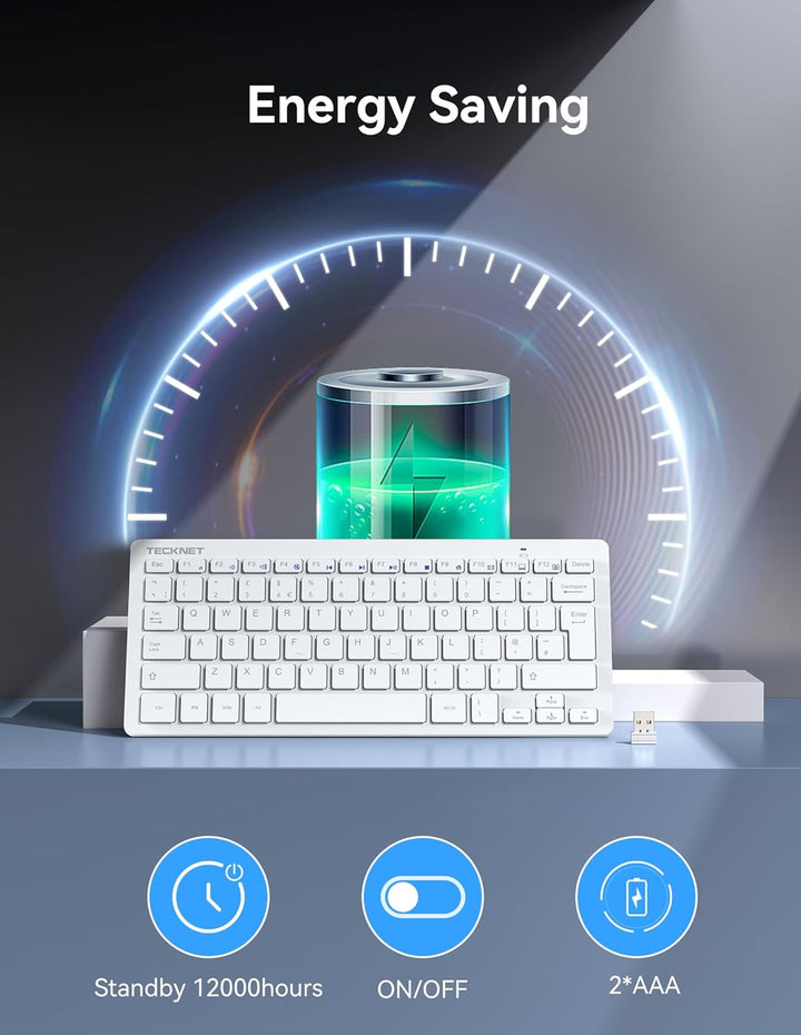TECKNET Spanische Spezifikationen Mini-Tastatur und Maus, QWERTY Weiss, Weiß