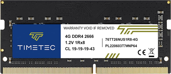 Timetec 4GB DDR4 2666MHz PC4-21300 Non-ECC Unbuffered 1.2V CL19 1Rx8 Single Rank 260 Pin SODIMM Lapt