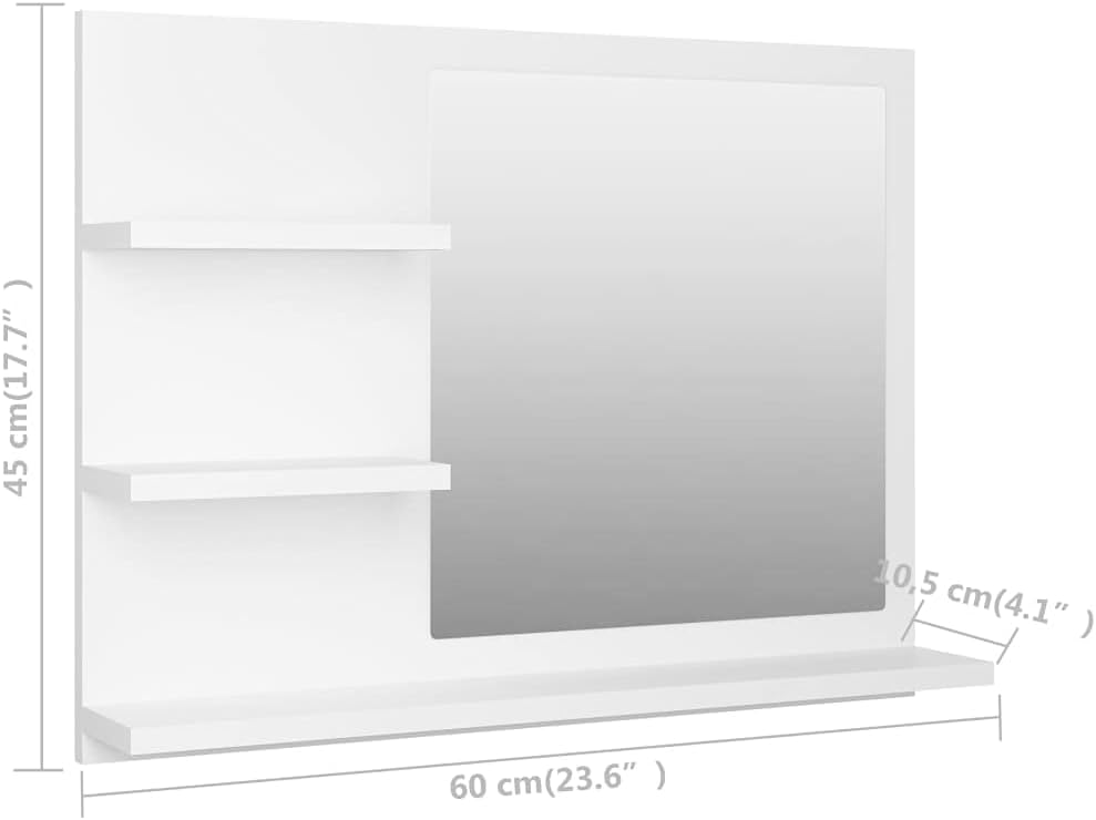 vidaXL Badspiegel mit 3 Ablagen Spiegelregal Wandspiegel Badezimmerspiegel Bad Spiegel Badezimmer Ba