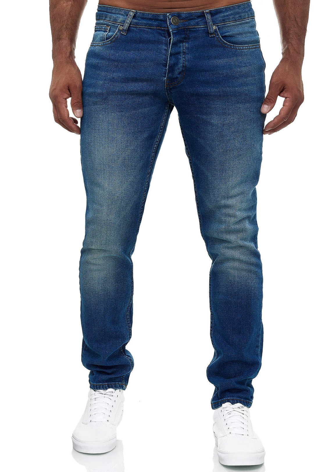 MERISH Jeans Herren Slim Fit Stretch Jeanshose Designer Hose Denim 9148-2100 38W / 34L 502-2 Blau, 3