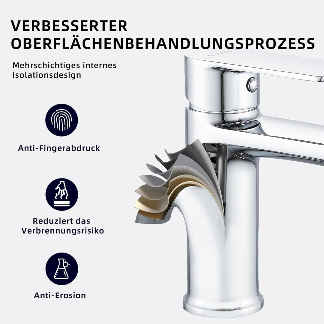 BELZ Wasserhahn Bad, Einhebel-badarmatur, Armatur Badezimmer, Mischbatterie Bad, Höhe 96 mm, Energie