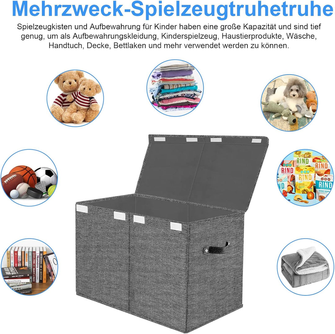 VERONLY Aufbewahrungsbox Spielzeugkiste mit Deckel Kinder - Aufbewahrungskiste 83L Faltbar Aufbewahr