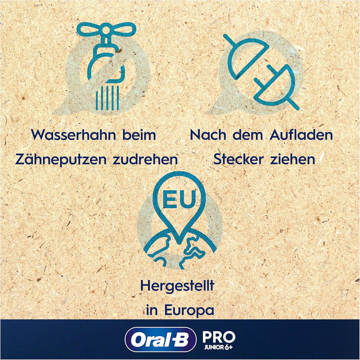 Oral-B Pro Junior Elektrische Zahnbürste/Electric Toothbrush für Kinder ab 6 Jahren, Drucksensor, 3