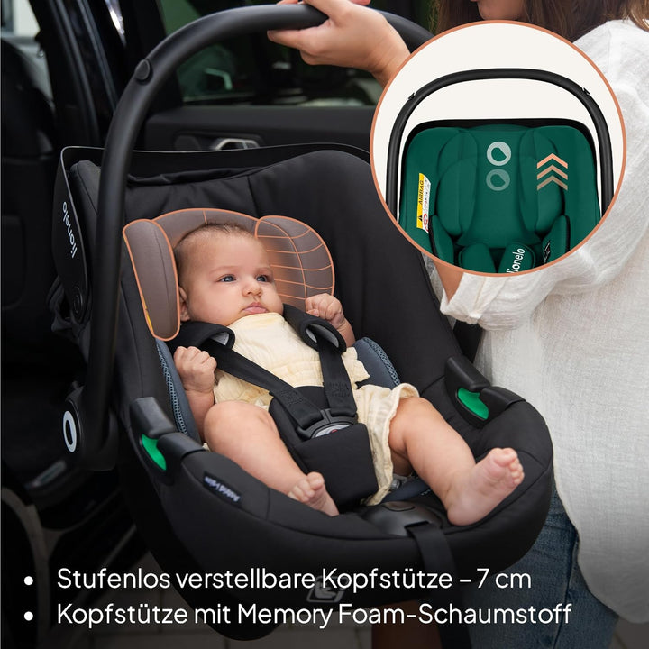 Lionelo ASTRID i-Size Baby Autositz 40-87 cm, Babyschale Gruppe 0+, Rückwärtsgerichtete Montage, 3-P
