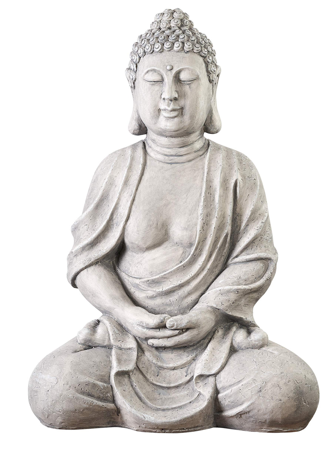 Worldconnection XXXL Grosser Buddha 70 cm Steinoptik Garten Deko Figur Skulptur Feng Shui sitzend St