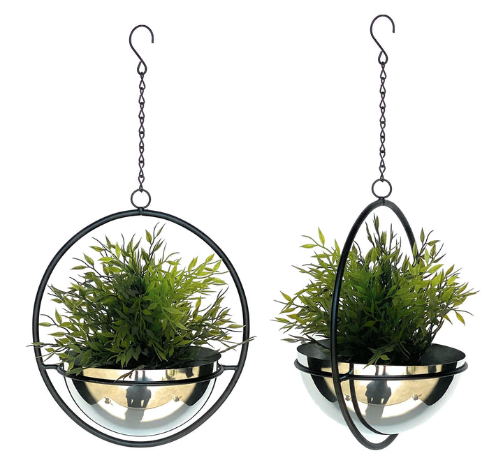 DanDiBo 2er Set Blumenampel Innen Metall Wand Hängepflanzen 53 cm 96087 M mit Topf Silber Pflanzenhä