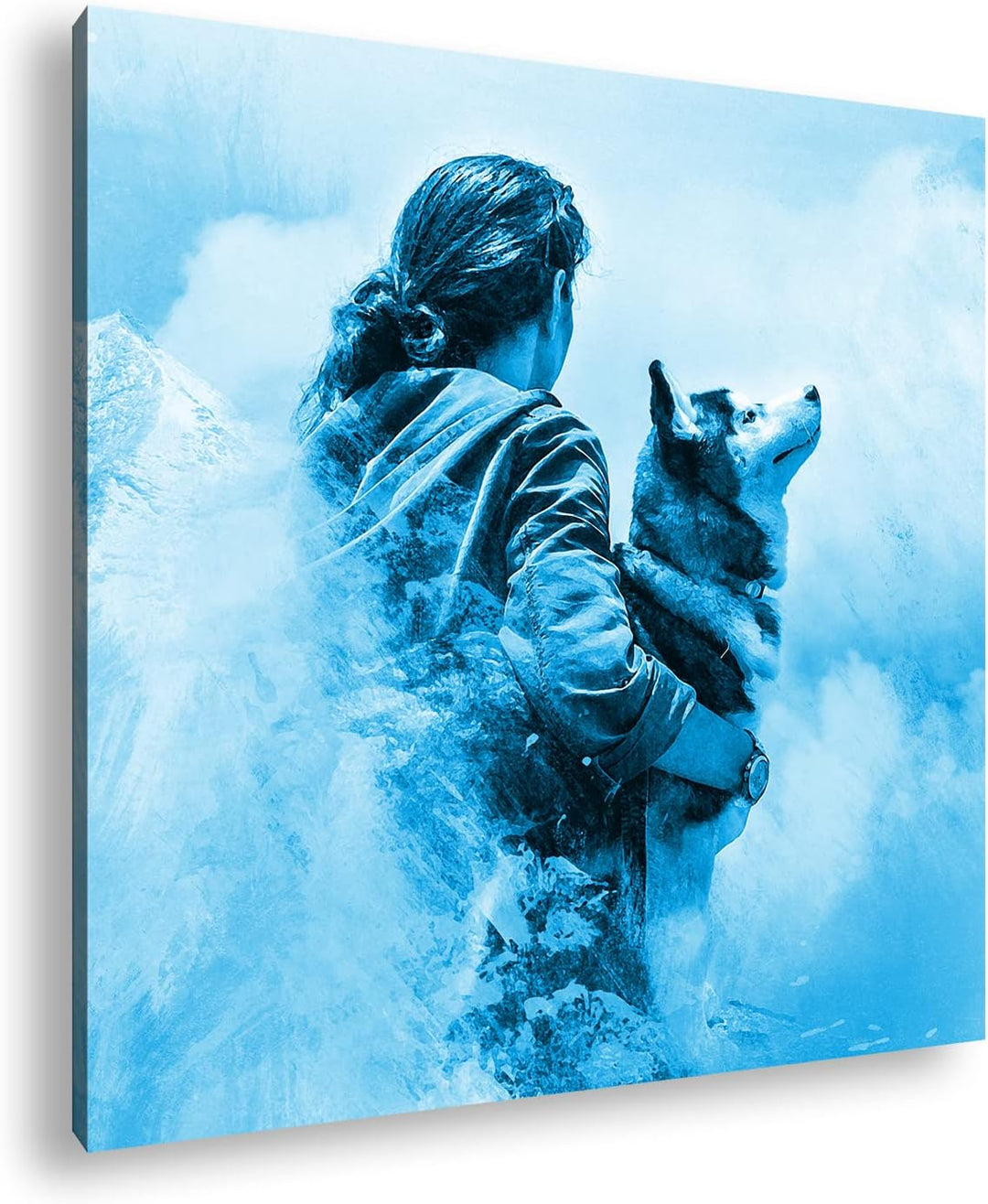 deyoli edler Husky Format: 70x70 Effekt: Monocrome Blau als Leinwand, Motiv fertig gerahmt auf Echth