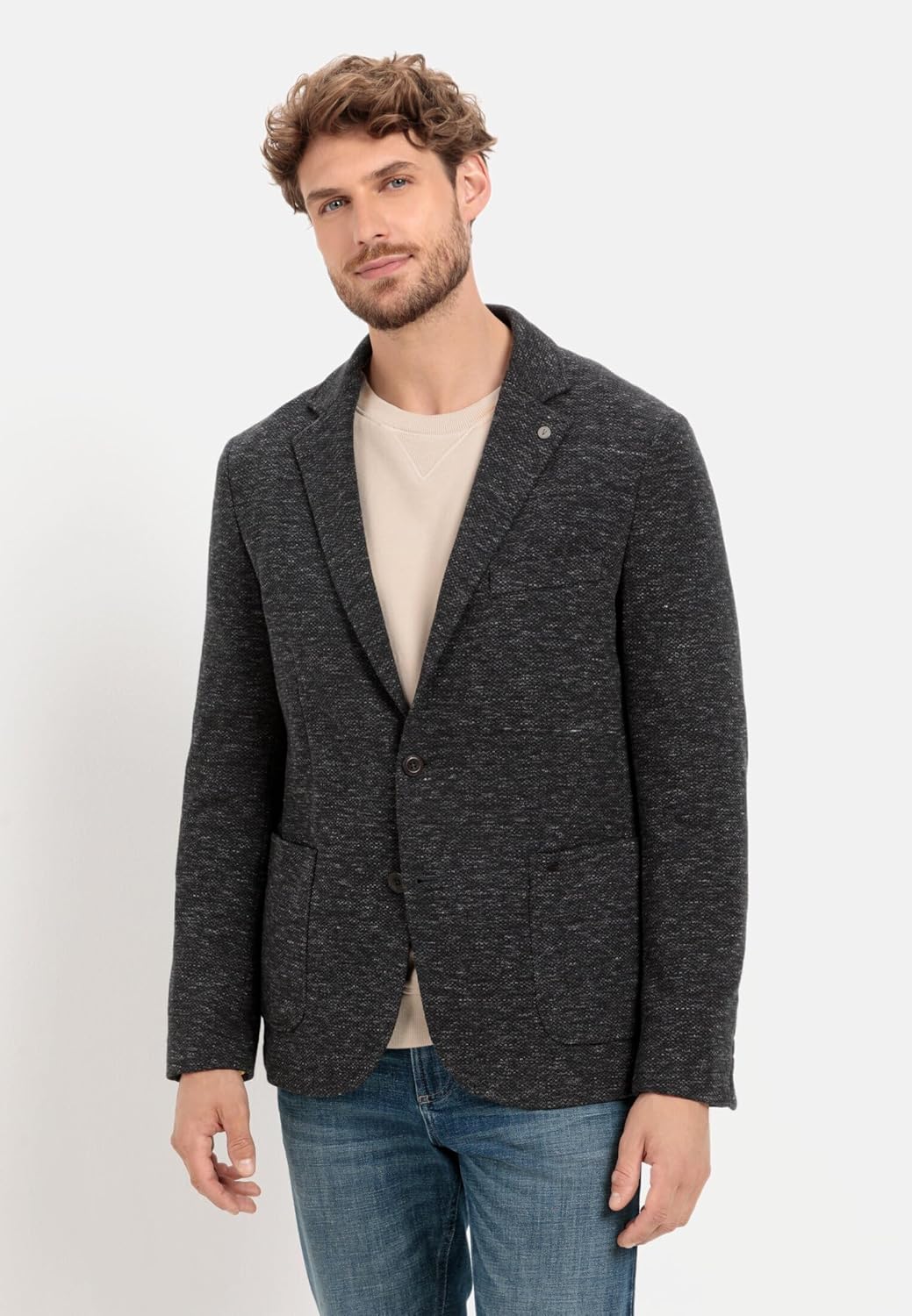 camel active Herren Casual Sakko aus einem Baumwolljersey 52 Anthrazit, 52 Anthrazit