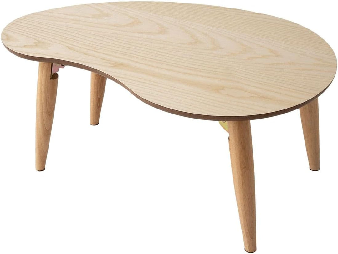 EMOOR Klapptisch Holz, Klein-Birnenform(B80xD52cm) Naturfarben, Couchtish Tatami Tisch, Naturfarben