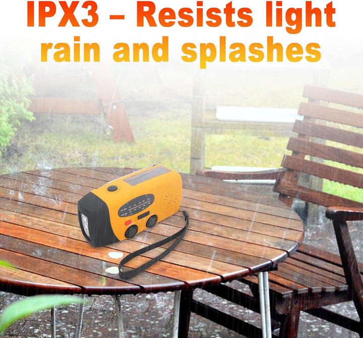 Bewinner Solar-Notfall-Kurbelradio mit Taschenlampe, 2000-mAh-Powerbank, Tragbares AM-FM-Wetterradio