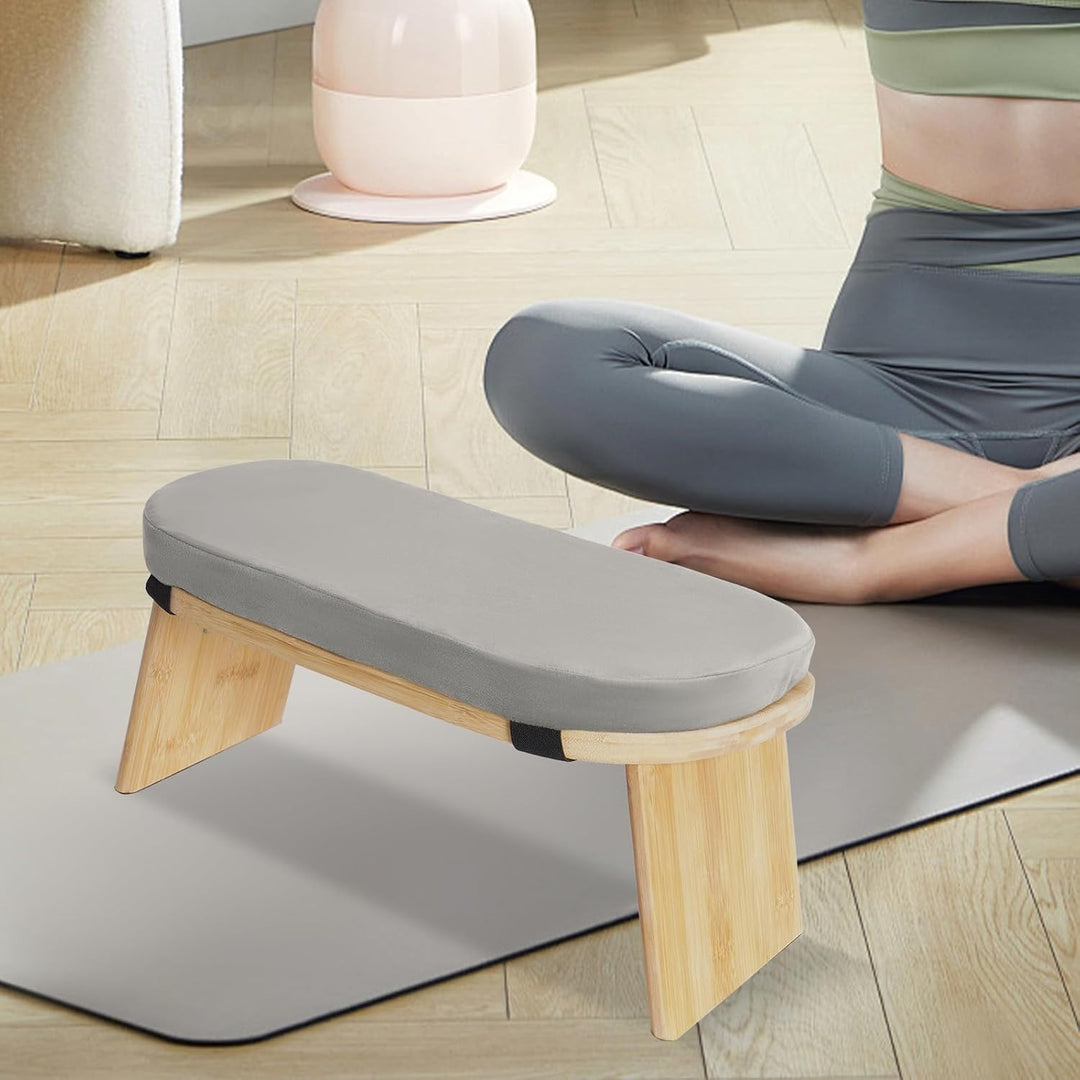 BAOCHADA Meditationsbank – Klappbare Ergonomische Bambus-Meditationsbank mit Bequemem Kissen, zum Kn