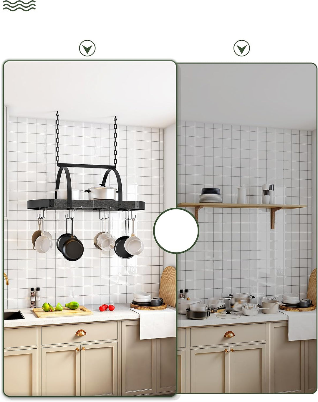 Küchenregal hängend, Küche Topfregal Deckenregal, Hängendes Küchenregal, Küchenutensilien-Organizer