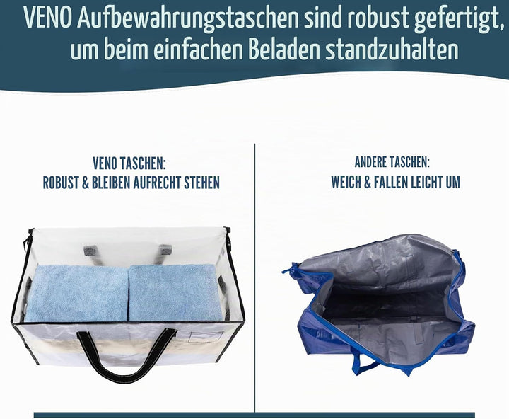VENO Umzugstaschen 6 Stück Aufbewahrungstasche mit Griffe und Reissverschlüssen, Kleideraufbewahrung