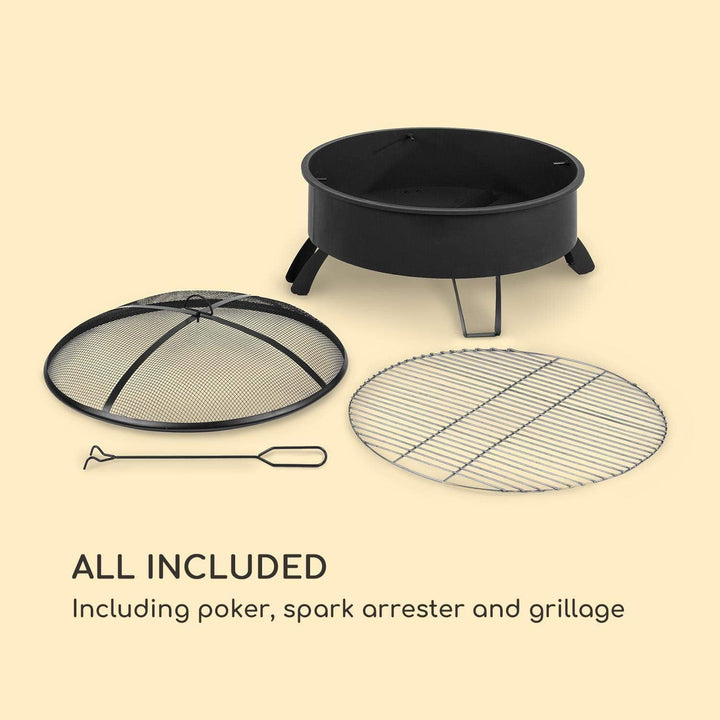 Blumfeldt 2-in-1 Feuerschale - Ø 75 cm Grill, Abnehmbarer Funkenschutz, Ø 68 cm Grillrost, FireView