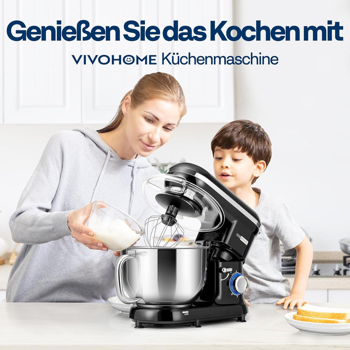 VIVOHOME Küchenmaschine 5,7L Knetmaschine 1500W Küchenmaschinen mit 10 Geschwindigkeiten Pulsfunktio