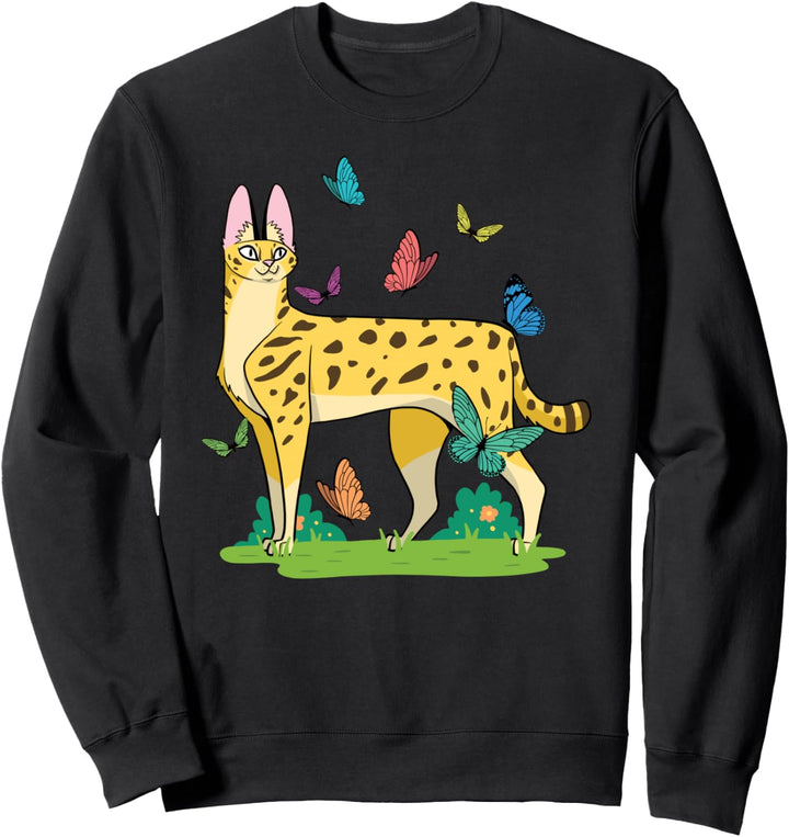 Ingwerserval Grosse Wildkatzen Afrikanisches Tier Rettung der Sweatshirt