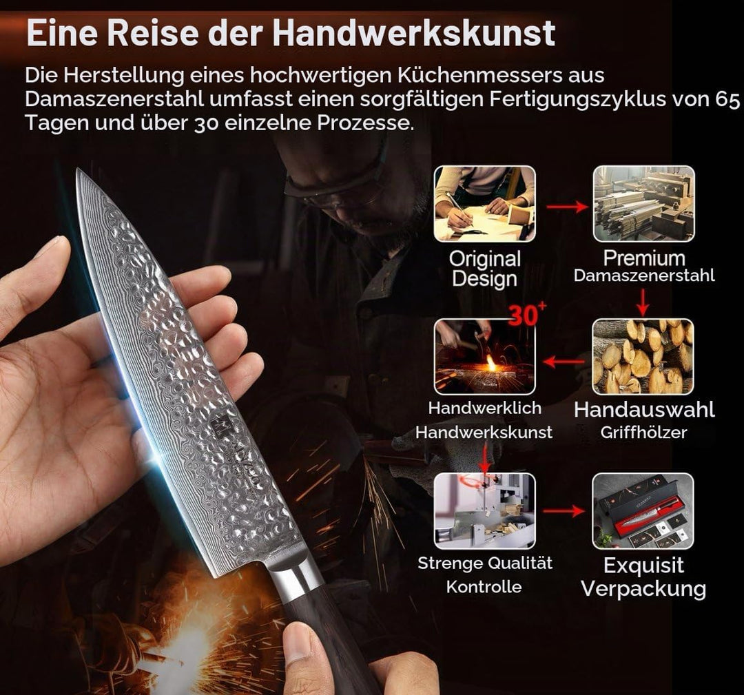 XINZUO 20.1cm Kochmesser,Scharf Profi Damaststahl Gyuto Multifunktions Chefmesser Küchenmesser mit E