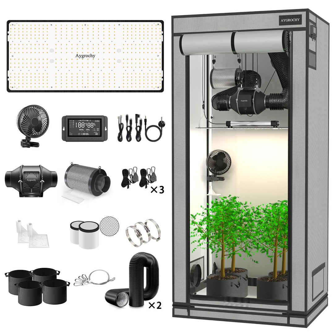 Aygrochy Growzelt Komplettset mit Central Integrated Controller. Automatischer Belüftung Zirkulation