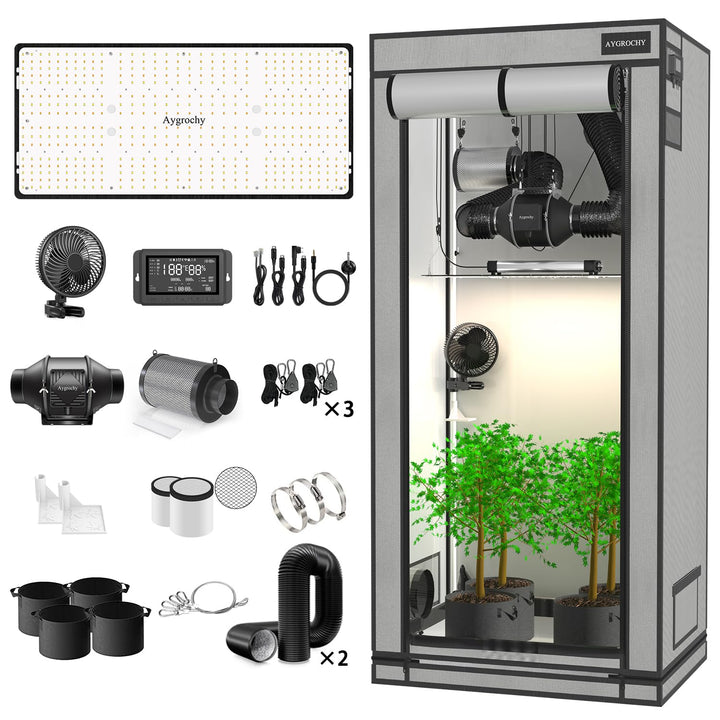 Aygrochy Growzelt Komplettset mit Central Integrated Controller. Automatischer Belüftung Zirkulation