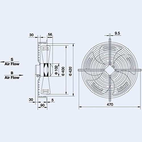 Omnia components - ventilatore assiale aspirante 400 mm 190 w 220 v - con motore e griglia