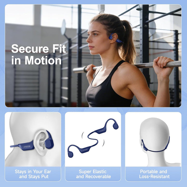 IFECCO knochenschall kopfhörer Bluetooth 6.0 für Radfahren | IP67 Wasserdicht Open-Ear Headphones wi