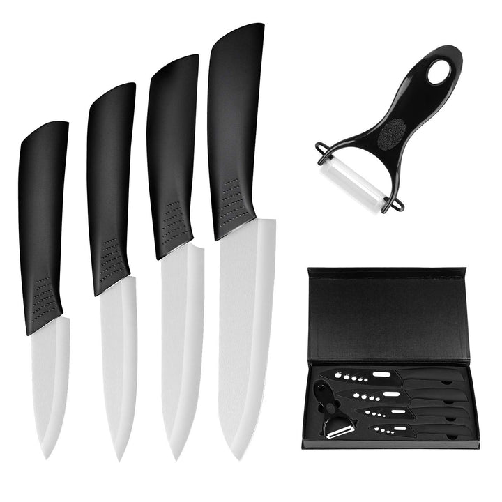 Ballery keramikmesser, Keramikmesser Set mit Schutzhülle, Küchenmesser Set mit 4-teilig Messer und 1