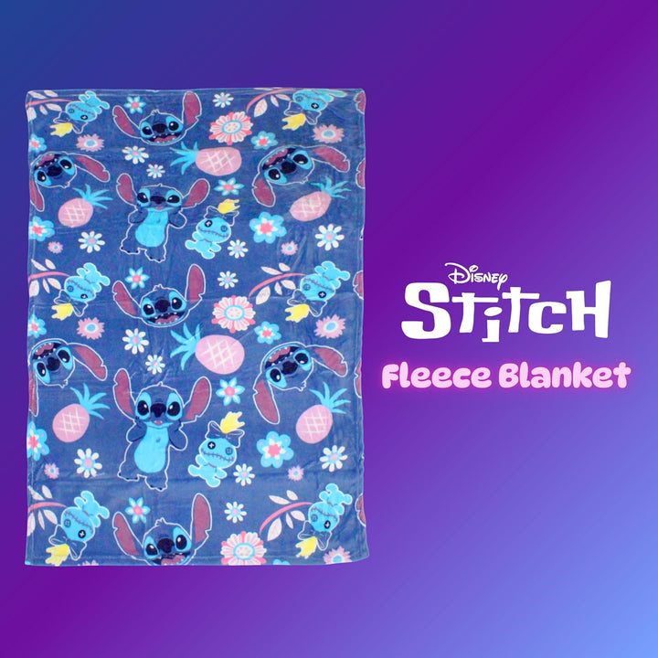 Disney Stitch Decke mit Tropischem Design Weiches und Warmes Fleece, Geschenk für Mädchen und Teenag
