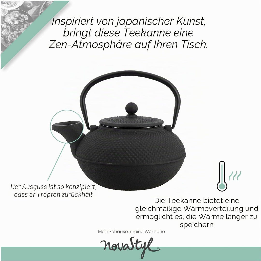 TheKitchenette 7321423 Teekanne, Gusseisen, 1,5 l, Schwarz 1L50, 1L50
