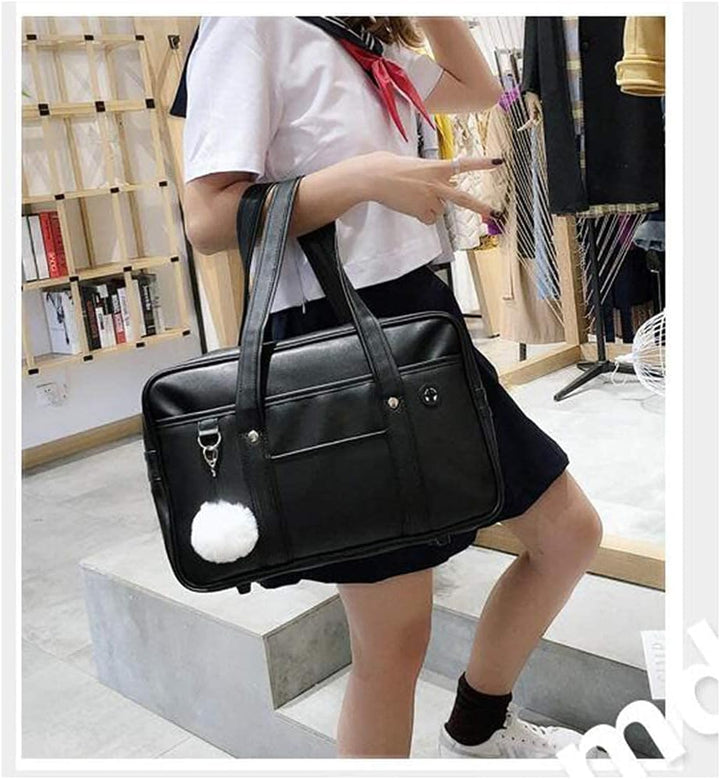 Poywuo Japanische Handtasche Schultasche PU Leder Reisetasche Japan High School Anime Cosplay Studen