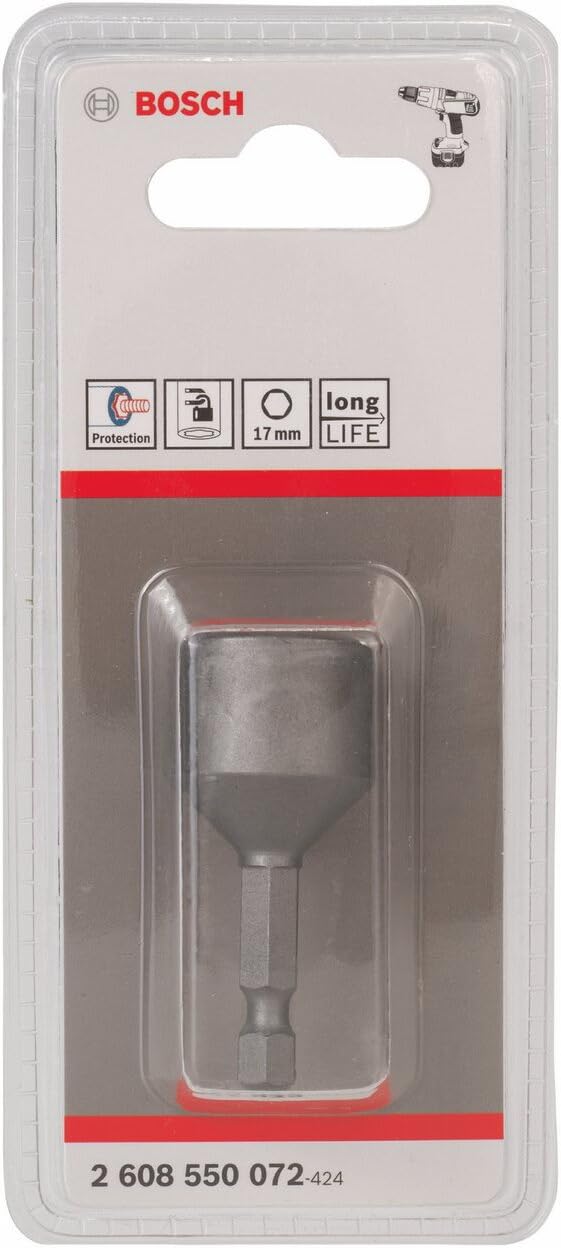 Bosch Professional Steckschlüssel für Sechskantschrauben (Schlüsselweite: 17 mm, Länge: 50 mm), 2608