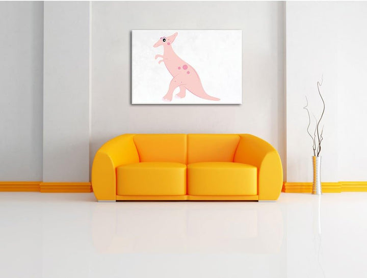 Pixxprint Niedlicher Dinosaurier als Leinwandbild/Grösse: 100x70 / Wandbild/Kunstdruck/fertig bespan