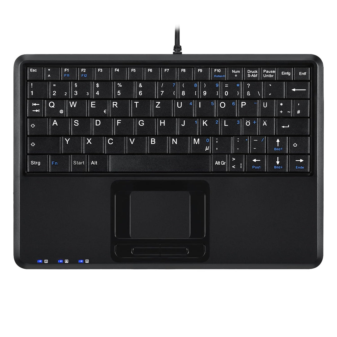 Perixx PERIBOARD-510 H Plus Super Mini Touchpad Tastatur USB mit 2-Fach USB Hub schwarz Layout: Deut