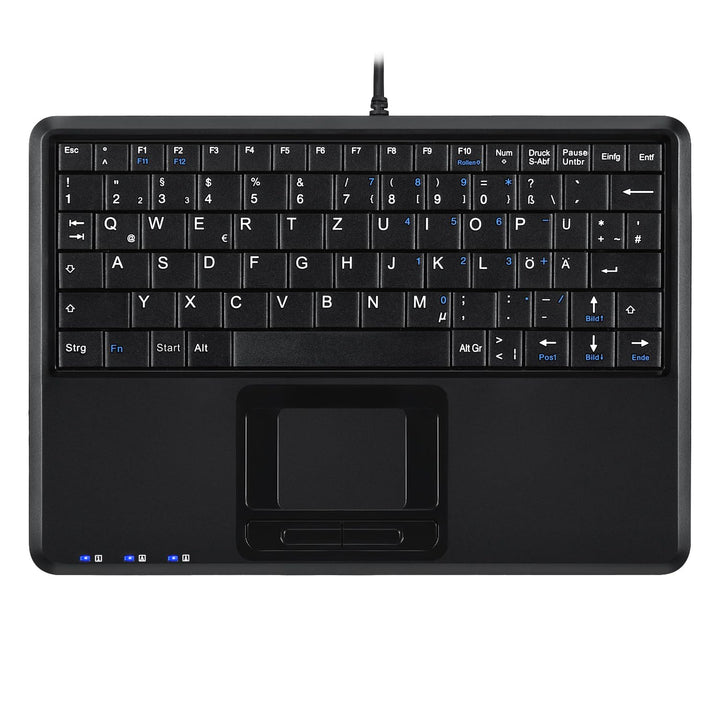 Perixx PERIBOARD-510 H Plus Super Mini Touchpad Tastatur USB mit 2-Fach USB Hub schwarz Layout: Deut