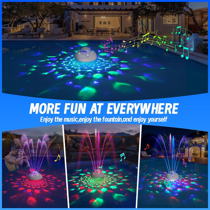 KingSom 3 in 1 Pool Lautsprecher Bluetooth mit Springbrunnen Pool Licht, 10000mAh Schwimmender Lauts