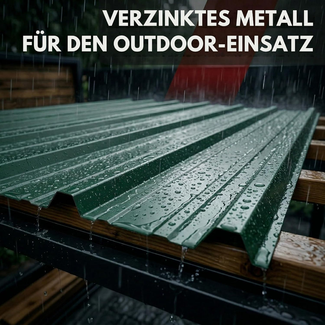 Trapezblech Dachplatten 22er Set RAL6005 Grün | 1090x445mm, verzinkt Grün RAL 6005 22er Set, Grün RA