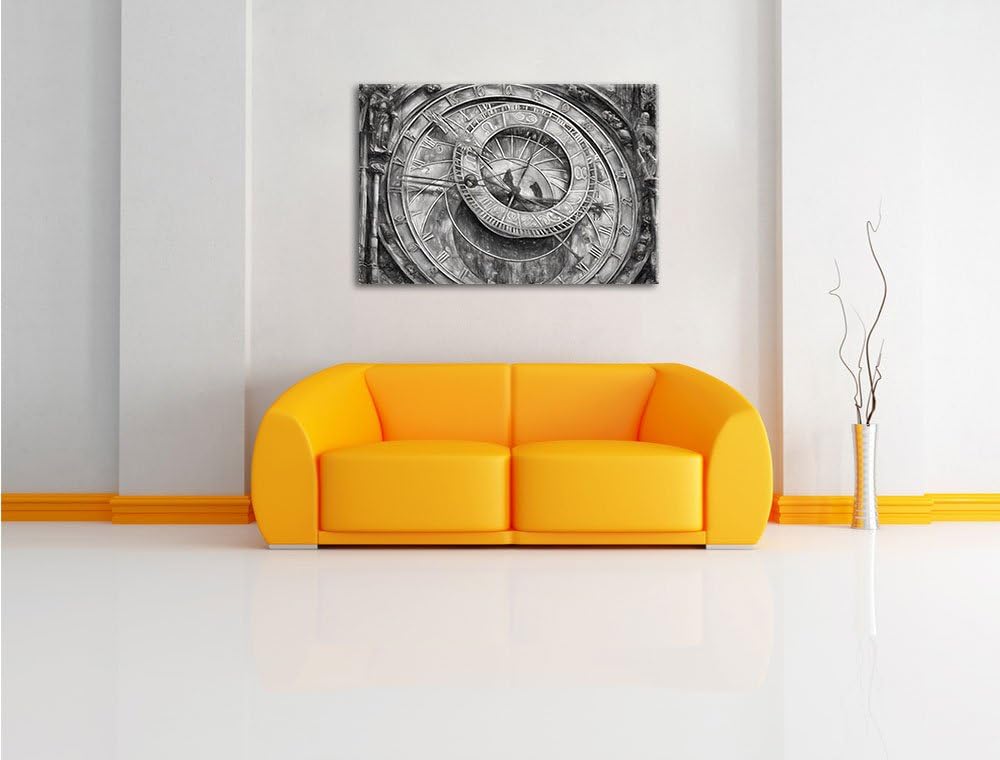 Pixxprint Prager Rathausuhr / 100x70cm Leinwandbild bespannt auf Holzrahmen/Wandbild Kunstdruck Deko