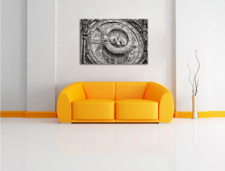 Pixxprint Prager Rathausuhr / 100x70cm Leinwandbild bespannt auf Holzrahmen/Wandbild Kunstdruck Deko