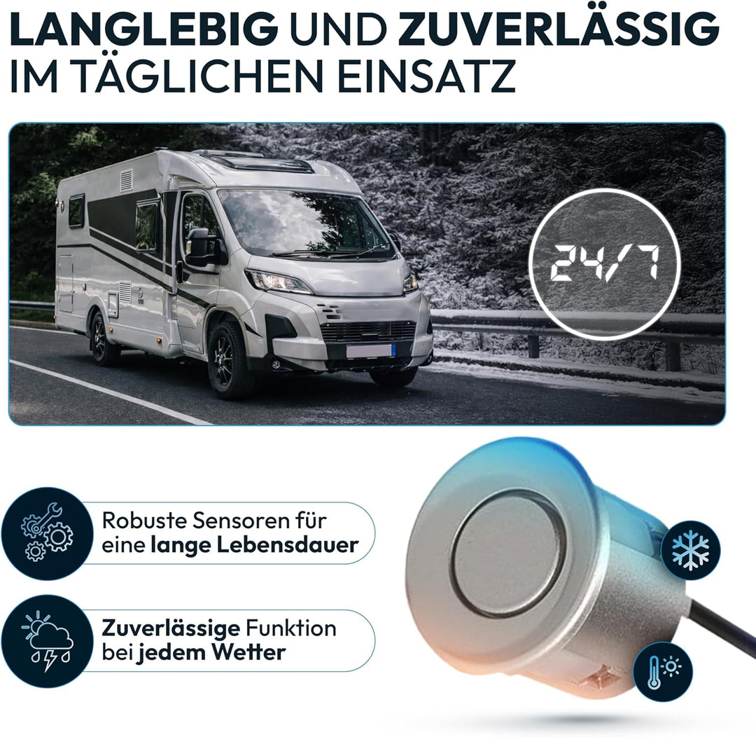 VSG24 Premium Kombi Einparkhilfe mit Display zum nachrüsten am Auto, PDC Parksensoren Vorne Hinten m