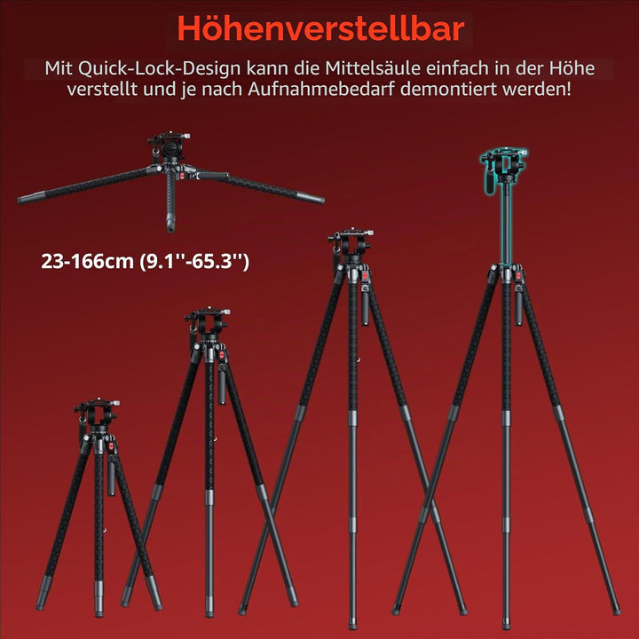 SMALLRIG x Potato Jet TRIBEX SE Hydraulisches Aluminium-Kamerastativ mit Fluidkopf, 6kg Tragkraft, m