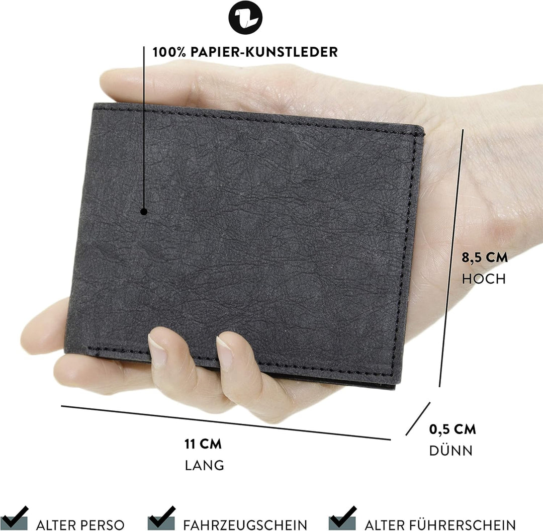 FRITZVOLD MINIMAL Wallet, RFID-Schutz & erweitertes Münzfach, kleines, dünnes Portemonnaie für Herre
