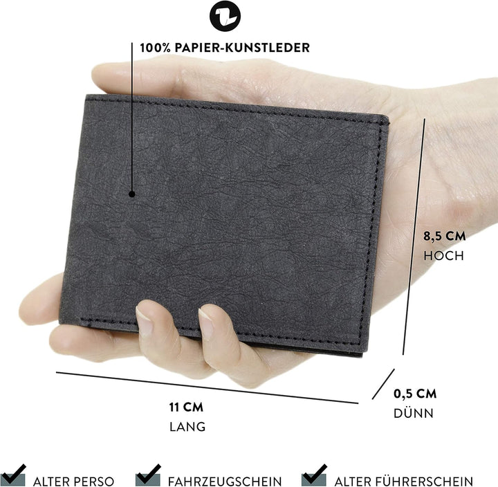 FRITZVOLD MINIMAL Wallet, RFID-Schutz & erweitertes Münzfach, kleines, dünnes Portemonnaie für Herre